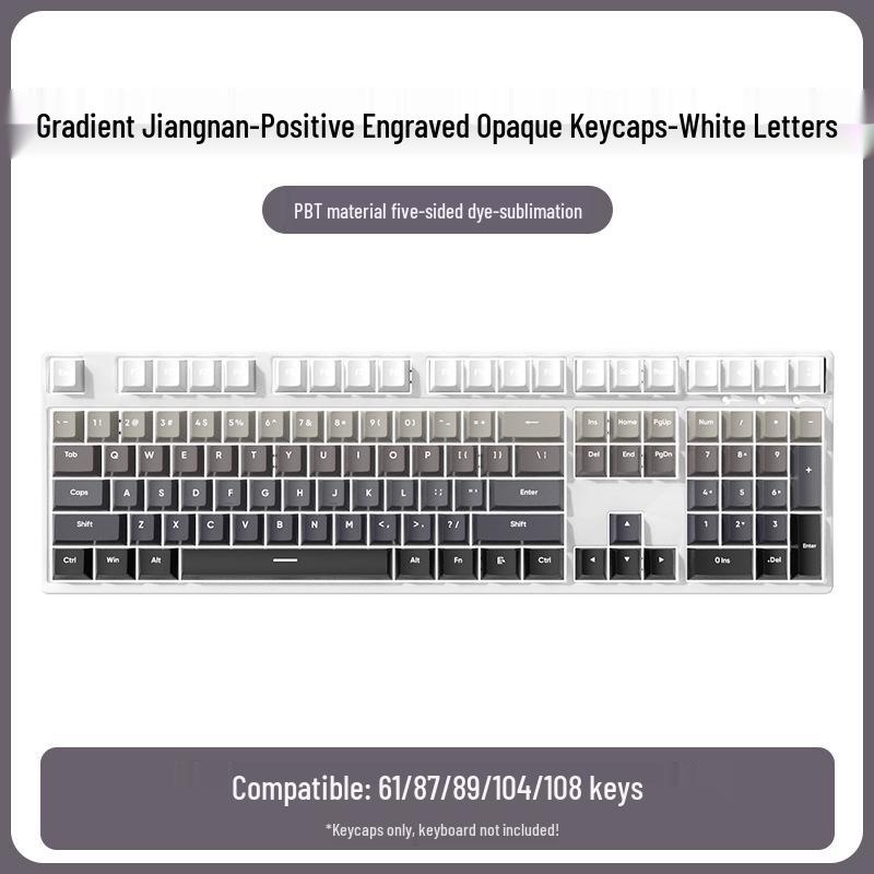 PBT Gradient Color Mechanical Keyboard Keycaps, Personalized Double Shot, Side Printed, Translucent, Five-Sided Dye Sublimation, Full Set