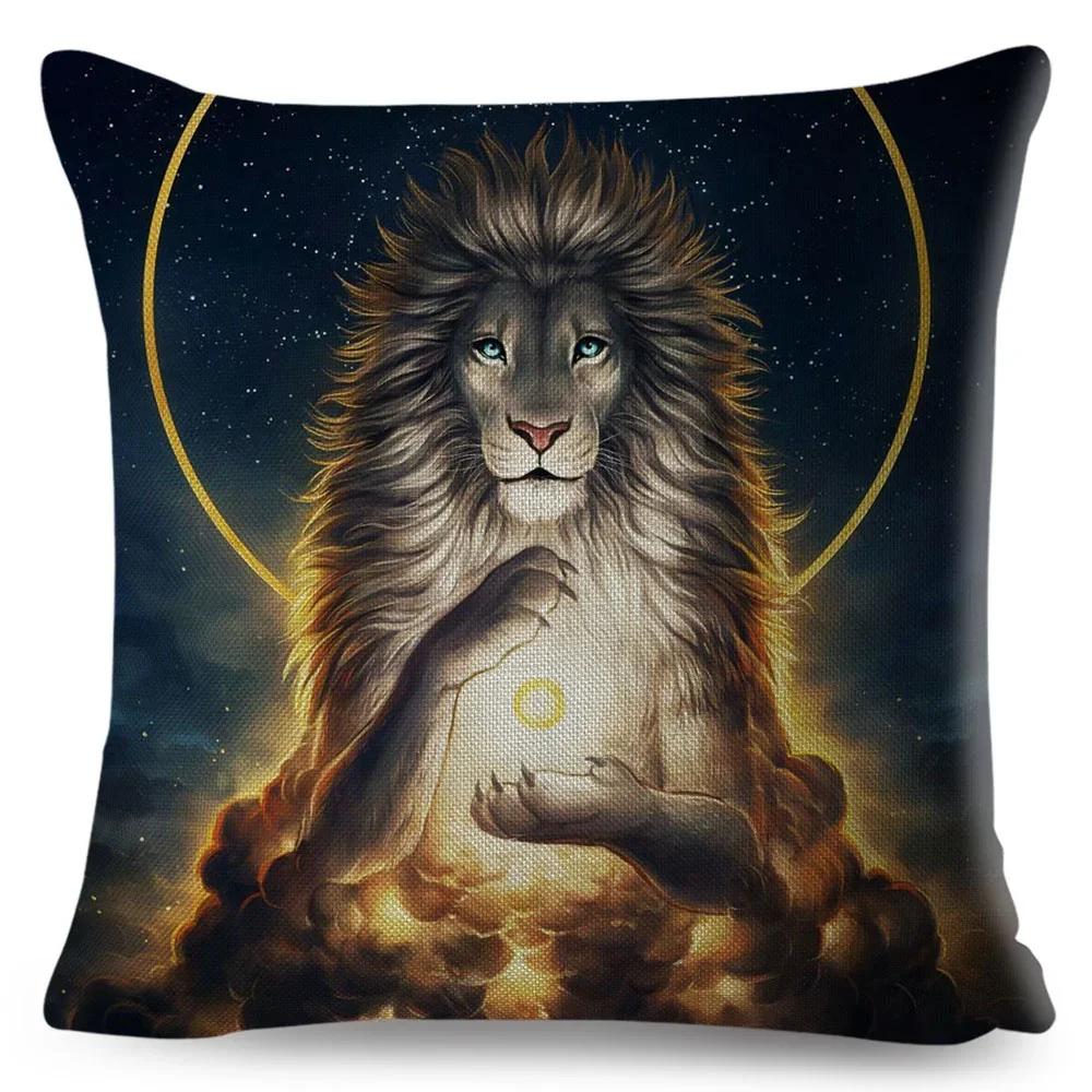 Mythology Lion Wolf Horse Pillow Case Decor Cartoon Water Color Animal Cushion Cover Polyester Pillowcase for Sofa Car Home