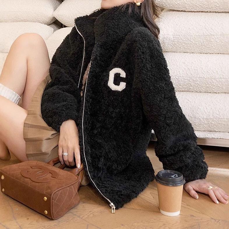 Lazy wind lamb wool coat women's winter new loose fleece thickened thermal sweater pajamas coat