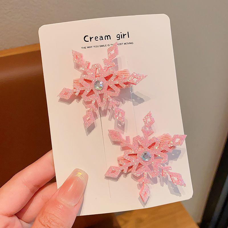 Shiny Children's Princess Snowflake Hair Clip - Versatile Duckbill Side Clip