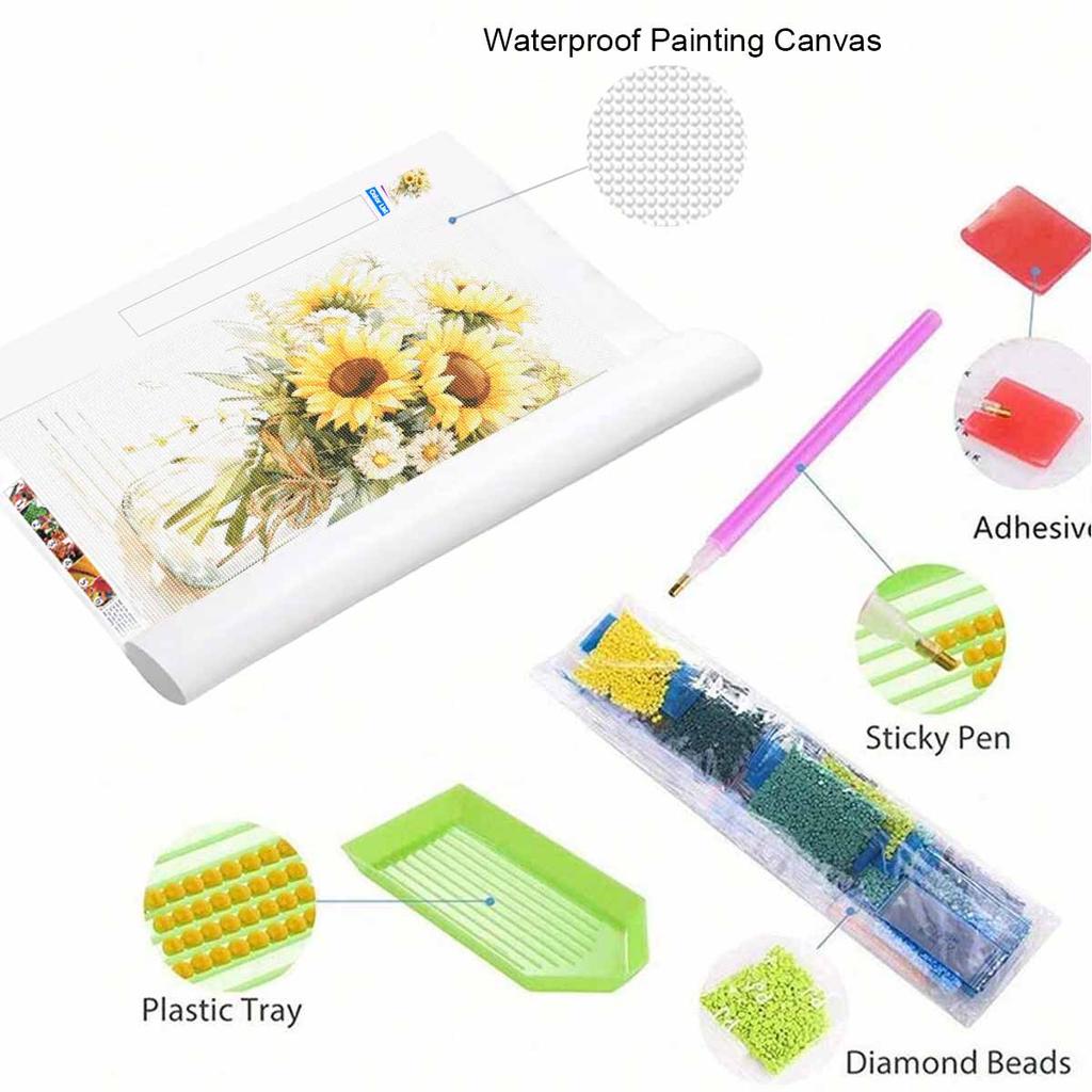 Sunflower Full Round Drill Diamond Painting Kit DIY Sparkle Art Canvas for Adults Relaxing Craft and Home Decoration Gift Idea Set