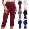 Damenmode Farbe Lässig Unterhose Knopf Sport Schlank Sieben-Viertel-Hose