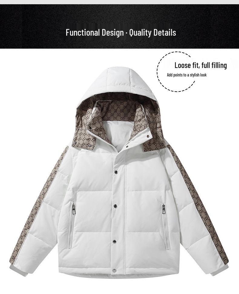 Men's 2025 Winter Thickened Hooded Down Jacket, Mid-Length, Fashionable Style for Couples