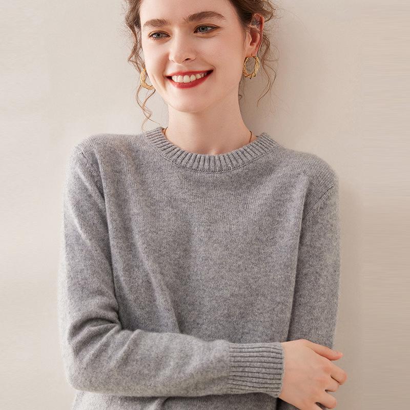 2025 Women's Autumn/Winter Cashmere Round Neck Double-Ply Thick Sweater - Loose, Versatile, Knit Base Layer