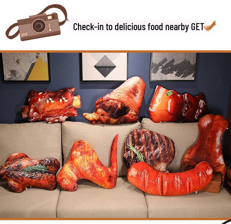Wanghong Zibo BBQ Plush Food Pillow - Creative Douyin-Style Prank Prop