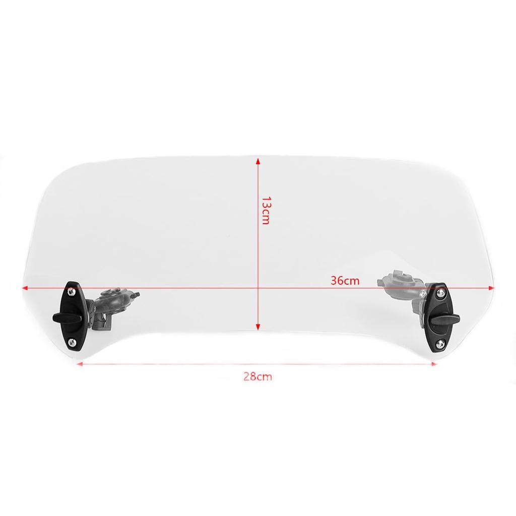 ZCJSZP Universal 130mm*360mm Windshield Adjustable Clip Motorcycle Extension Windshield Adjustable Clip-on Screen Windshield Windscreen Glass Spoiler