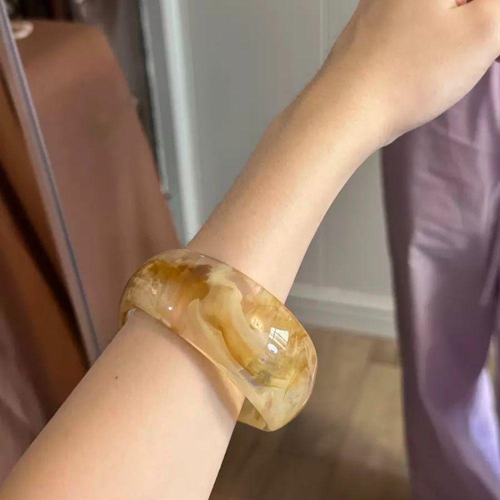 Bohemian Translucent Acrylic Bangle Europe American Style Smudged Hand Ring  Women