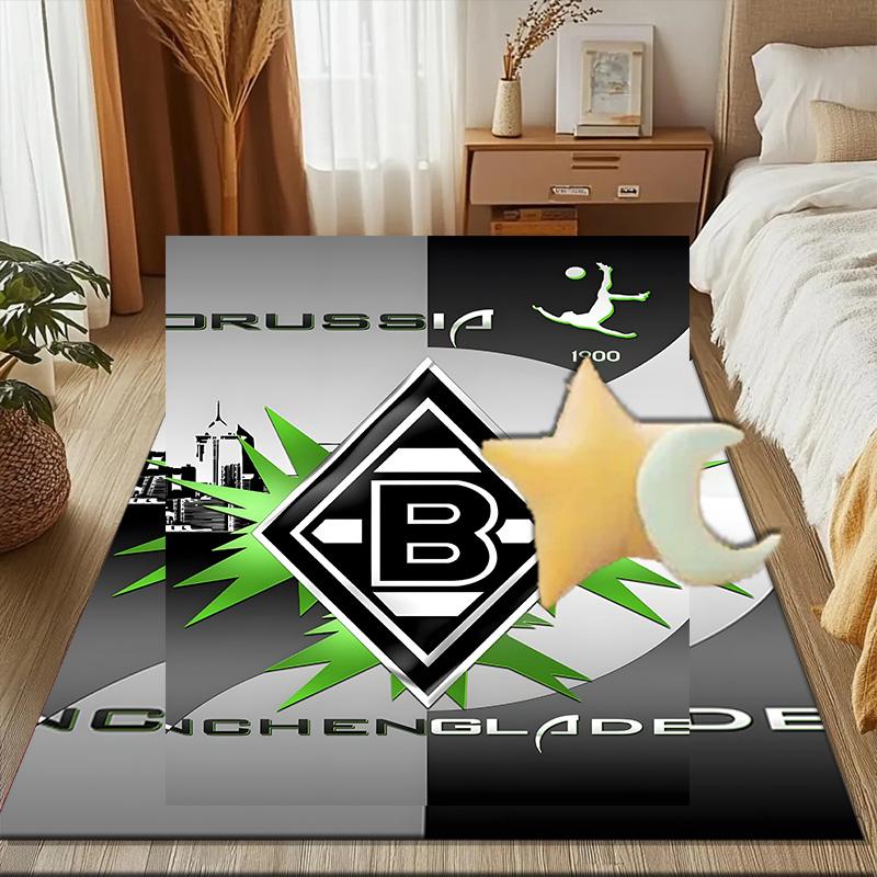 Mönchengladbach Wappen Teppich für Wohnzimmer, Spielzimmer, Büro, Schlafzimmer, Bürobodenmatte Verspieltes Design, Fan Geschenke Weihnachtsdeko