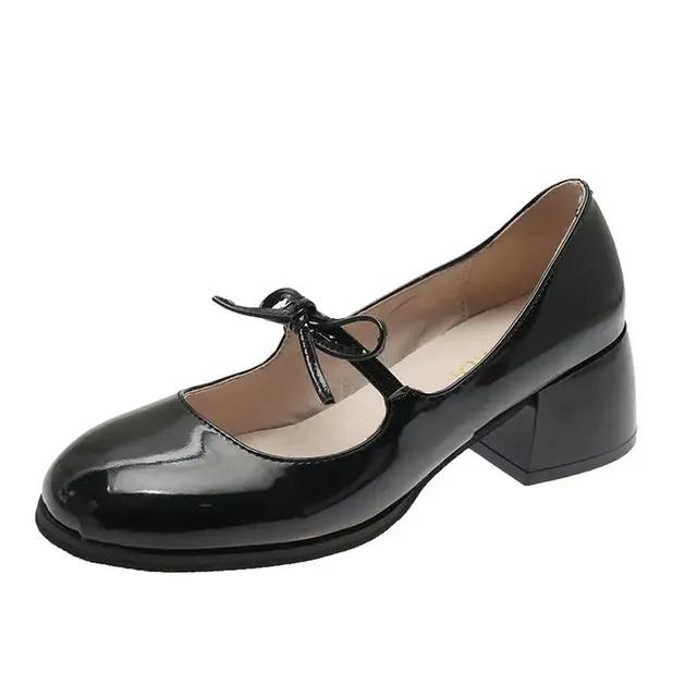 

Женские туфли-лодочки на блочном каблуке, удобная обувь на высоком каблуке без шнуровки, сандалии Мэри Джейн, женские сандалии на платформе с неглубоким носком 41 чёрный