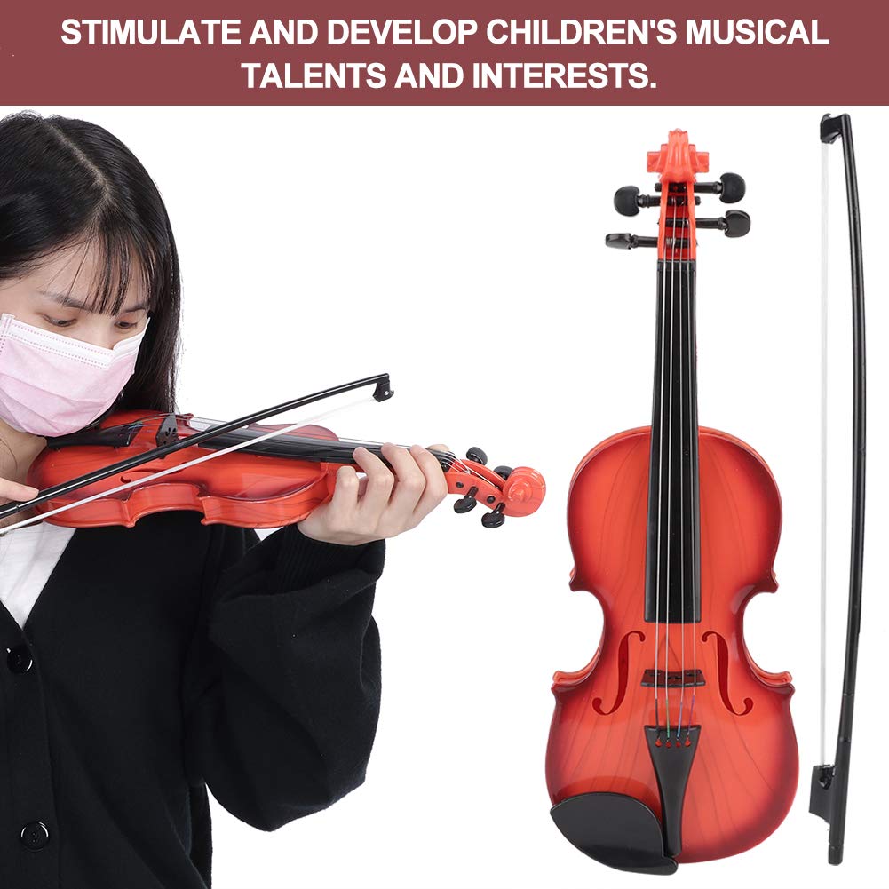 Ongwan Toy Violin, Acoustic Violin for Kids, Beginners, Practice, Adjustable Strings Included (Light Brown)
