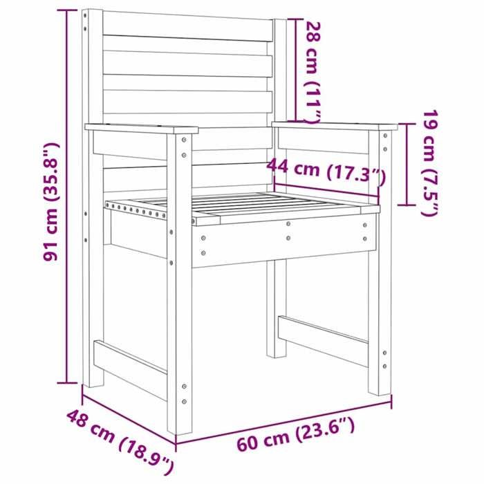 VidaXL Chaises de jardin 2 pcs 60x48x91 cm bois massif de douglas 824058