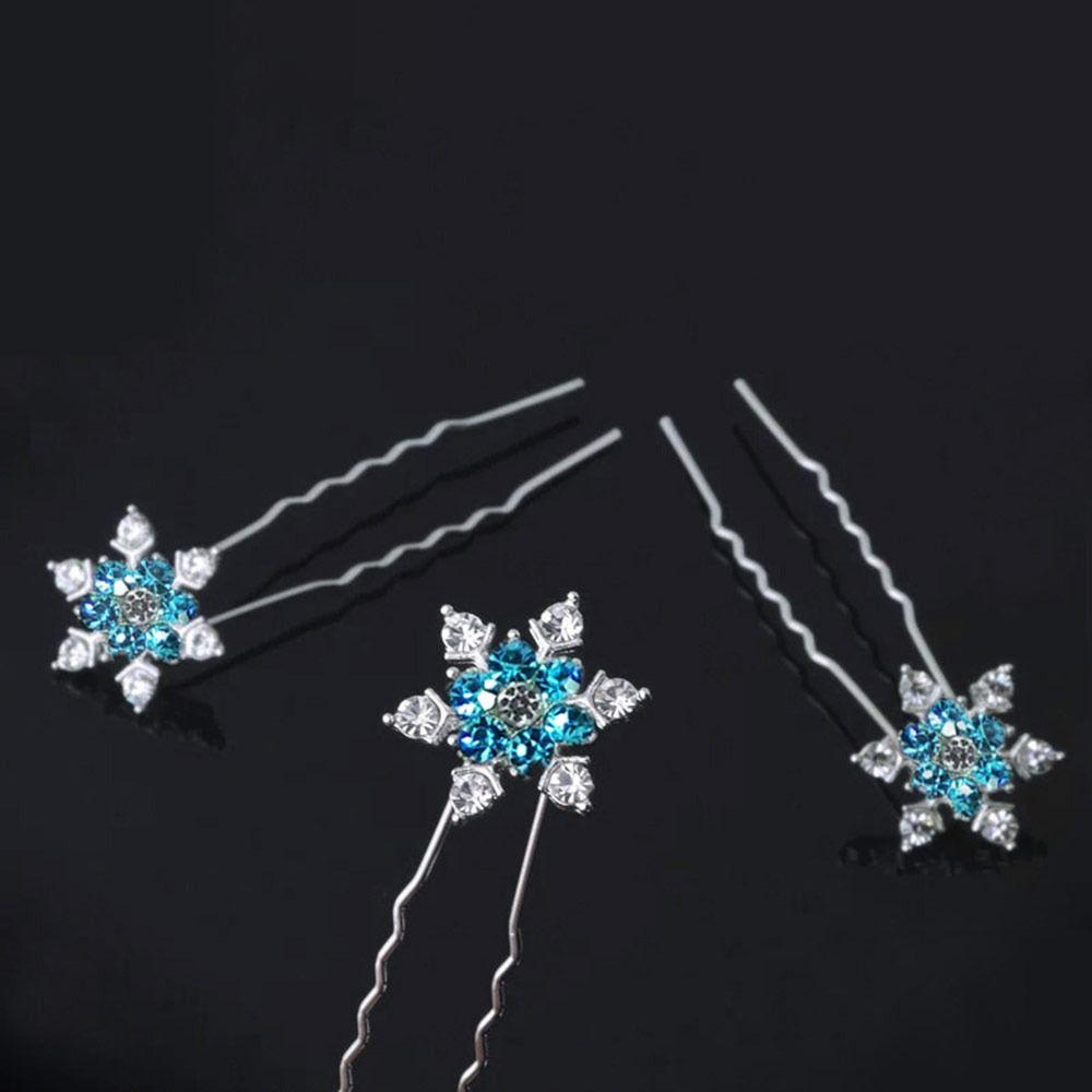 5Pcs Fashion Bridal U-shaped Rhinestone Pearl Flower Hairpin Metal Hair Barrette Rhinestone Hair Clip Crystal Flower Hair Fork