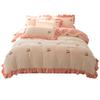 Milk Velvet Bedding Set Winter Thick Flannel Coral Fleece Sheet Solid Color Princess Style Bedroom Decor