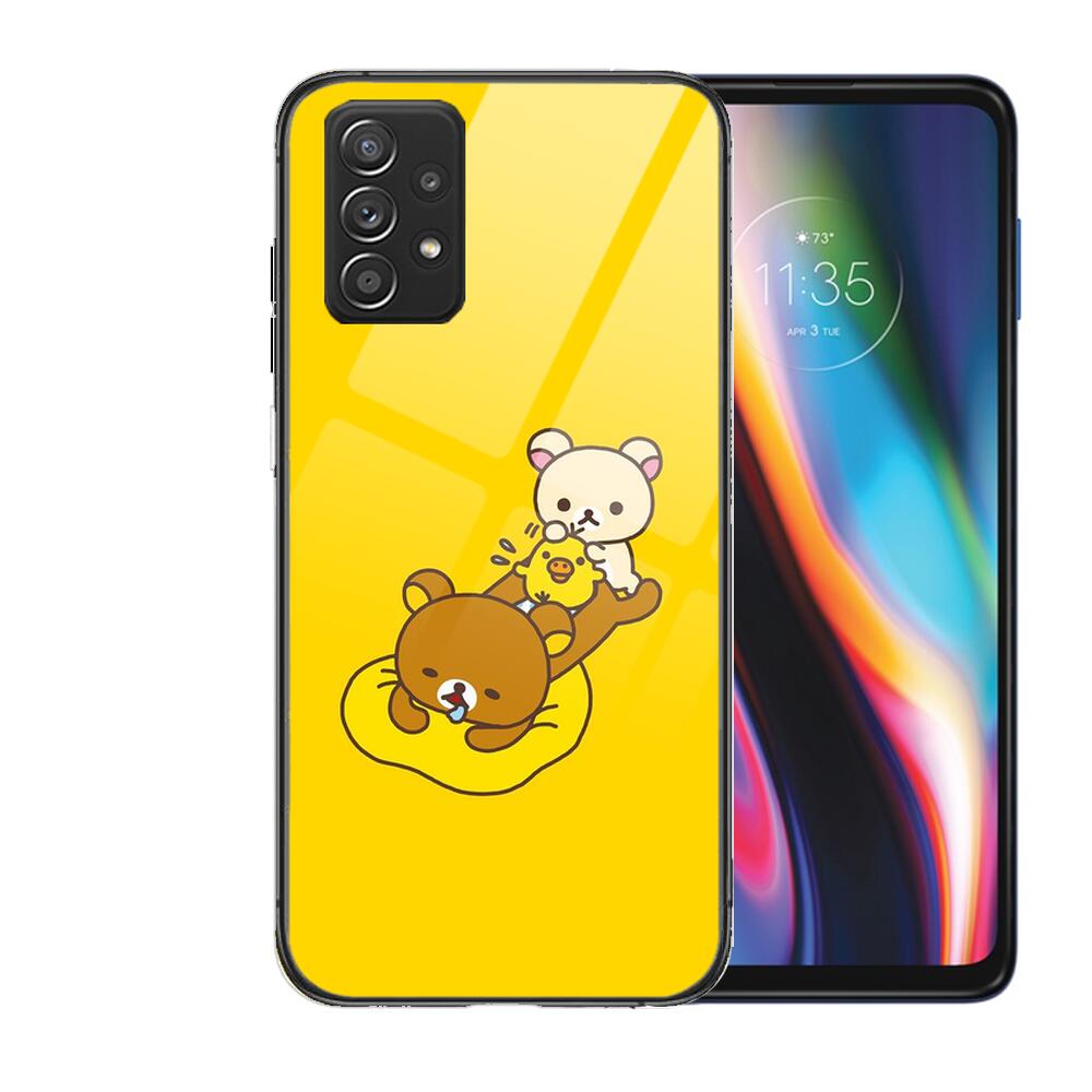 TOPLBPCS Cute Rilakkuma Tempered Glass Case Phone For Samsung Galaxy A51 A71 A60 A70S A70 A80 A21S A41 A20E A50 A30S 5g A32 A40S