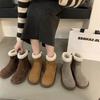 2025 New Women's Cotton Shoes, Short Boots, Fur Integrated Soft Leather Snow Boots Women's Winter Velvet Thickened Martin Boots