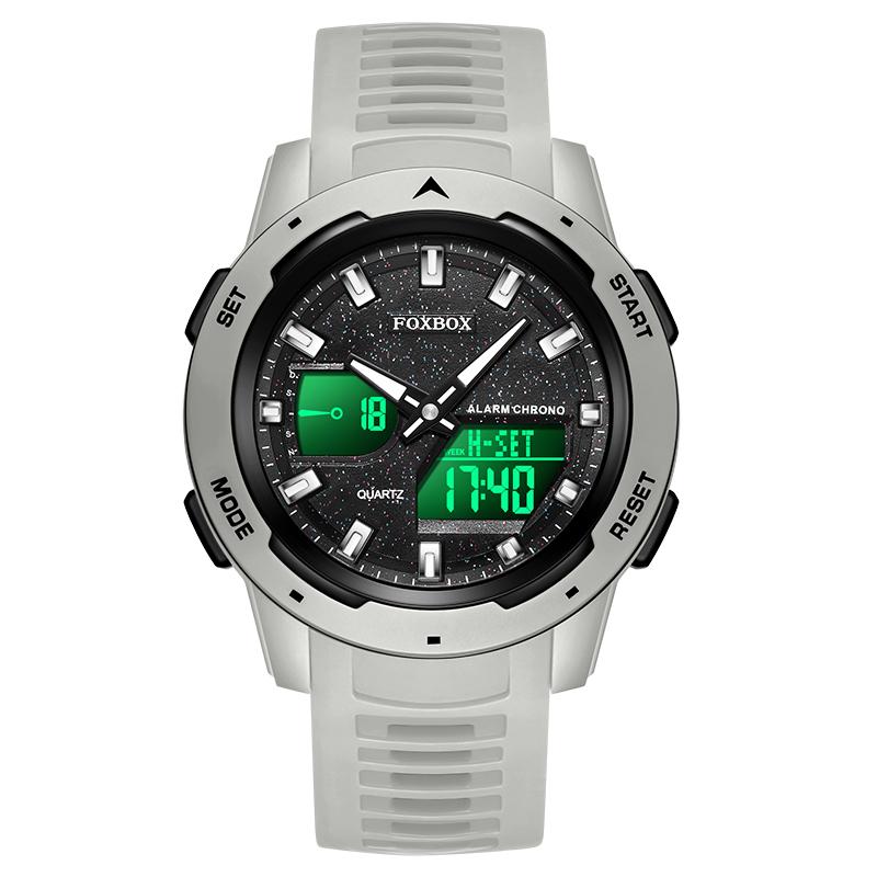 LIGE FB0100 Analog Digital Men Watch Multi-Function 49mm Sport Bezel LED Light 100 SEC Stopwatch Casual Fashion Timepiece+box