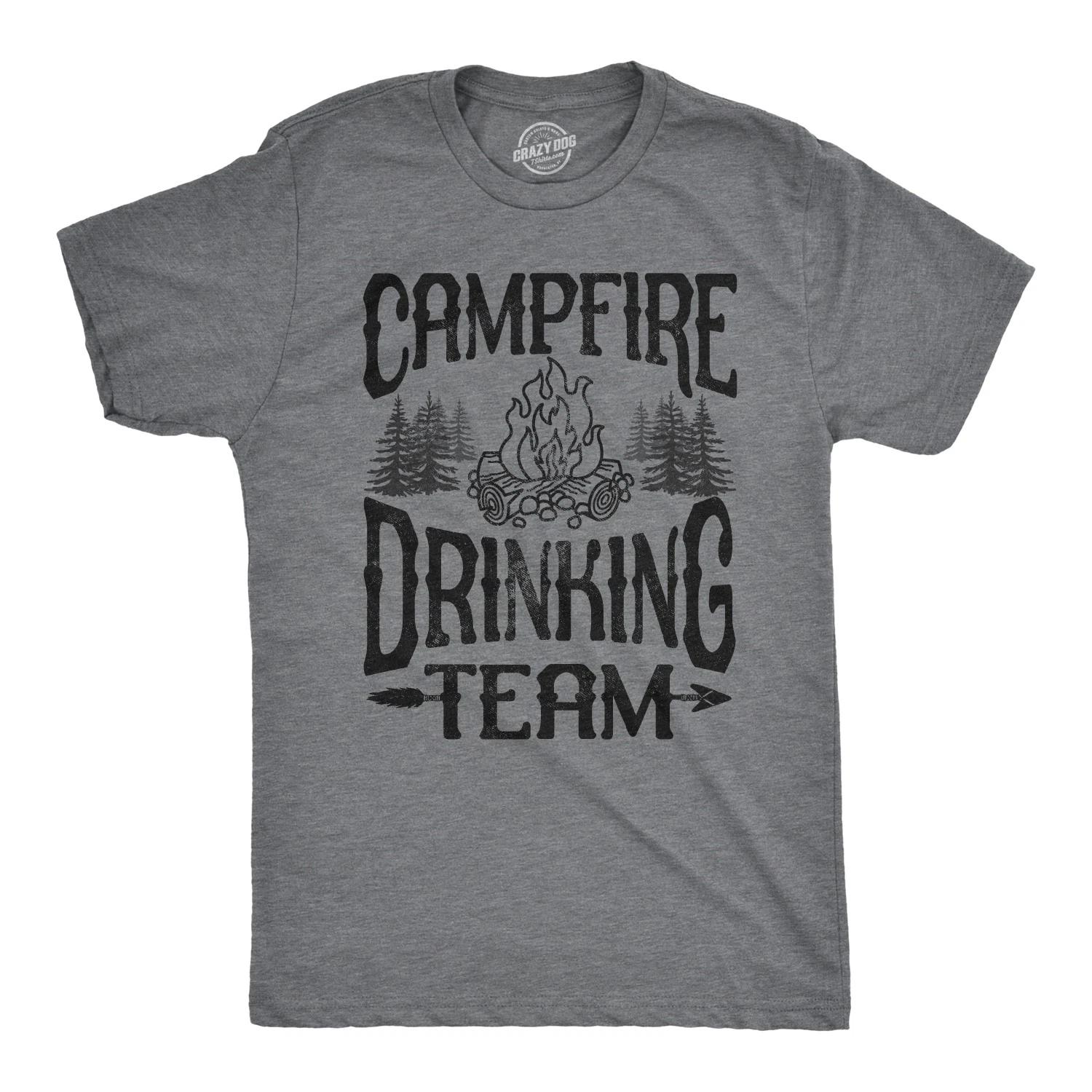 Mens Campfire Drinking Team T Shirt Funny Camping Party Tee XXXXL