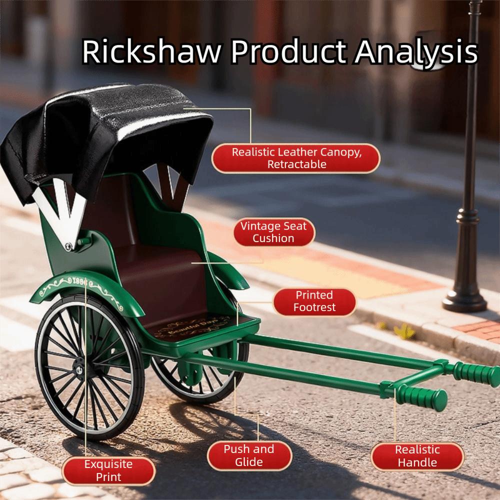Vintage Classic DIY Rickshaw Toy 1:10 Simulation Rickshaw Human-Powered Rickshaw Model  Collections