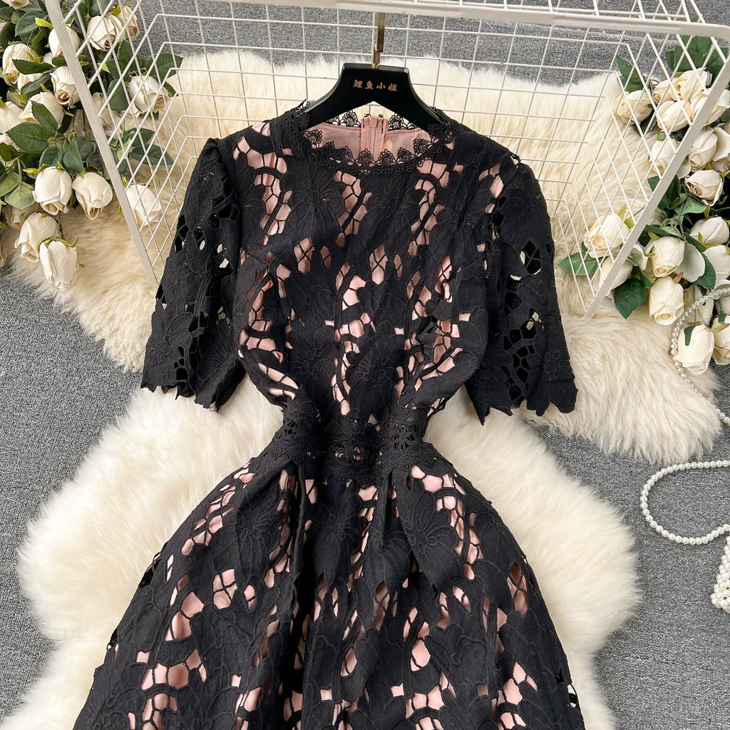 High Quality Summer Women Embroidery Water Soluble Lace Party Dresses