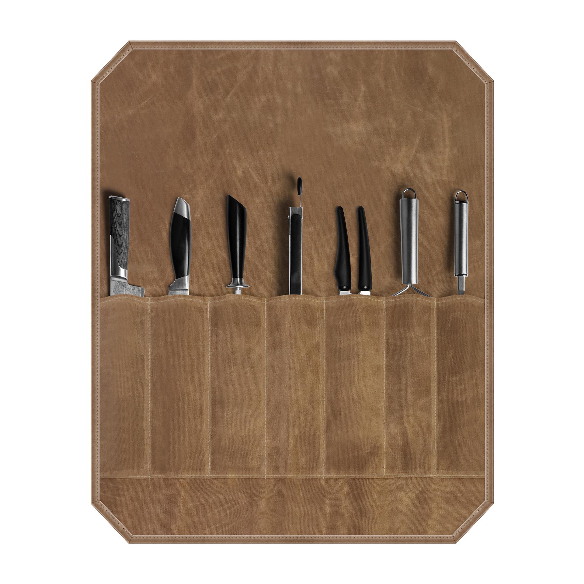 

Портативная сумка для хранения ножей из вощеного холста для поваров и активного отдыха хаки