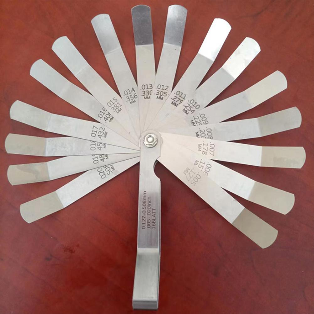 16 Blades Metric and Imperial Measuring Tool Metric Filler Feeler Gauge Offset Valve Thickness Gauge for Woodworking Measurement China Mainland