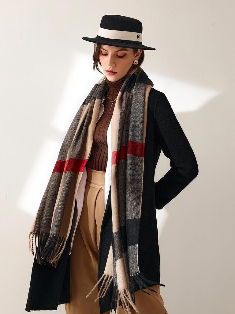 Luxury Design Plaid Cashmere Scarf For Women Winter Warm Shawl Wrap Pashmina Bufanda Thick Blanket Poncho Echarpe Bandana