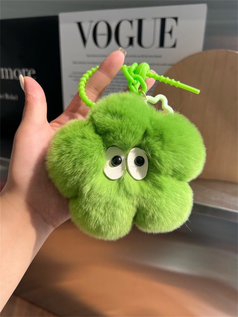 Cute Rabbit Fur Sunflower Pendant Keychain Real Fur Rabbit Doll Charm Toys Ornament Keyring Jewelry Pompom Pendant Gift Handbag