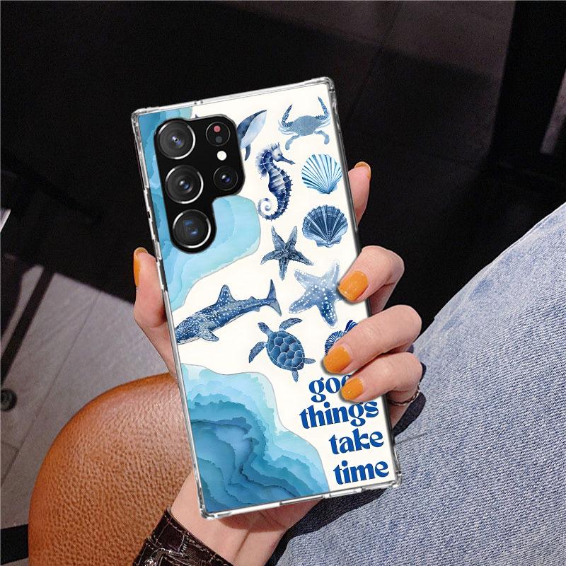 Ocean Starfish Sea Turtle Shark Phnoe Case for Samsung Galaxy S26 S25 Edge S23 S24 Ultra S22 Plus S21 S20 FE Unique Cover Soft C