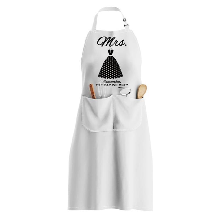 

Protective Cooking Apron Adjustable Neck Strap With King Queen Mr Mrs Letter Design for Couple, Husband, Wife