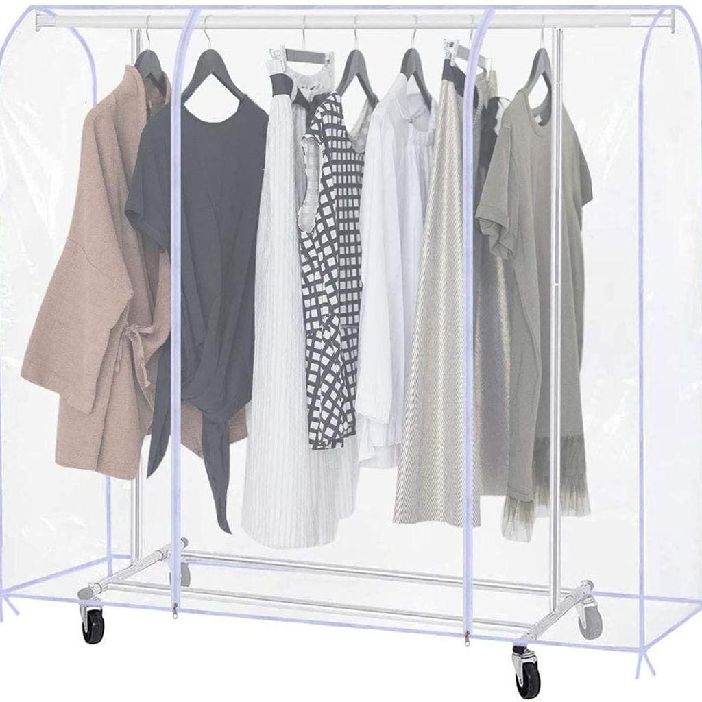 Transparent Plastic Garment Cover for Coat Rack - Dustproof Hanging Clothes Storage Bag