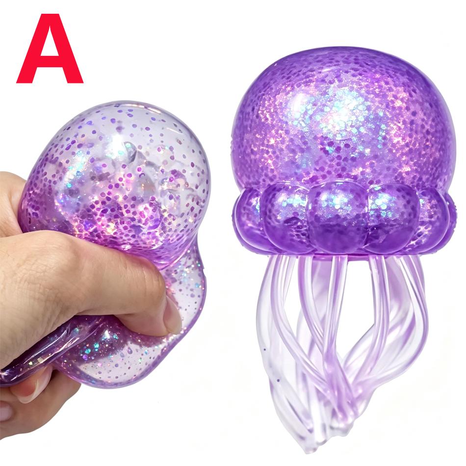 Popular  Jellyfish Octopus Soft Squeeze Fidget Toys Bead Filled Maltose Texture Soft Jelly-Like Stress Relief Squishy Toy