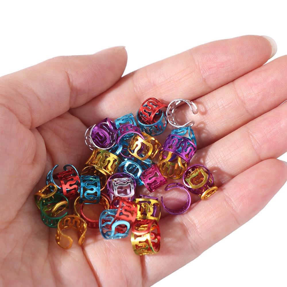40pcs Hair Braiding Dreadlocks Beads Metal Cuff Clips Hair Braid Tubes Hollow Out Hair Ring  Women