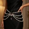 Women's Fashionable Pearl Body Chain, Unique Tassel Pendant Multi-layer Waist Chain