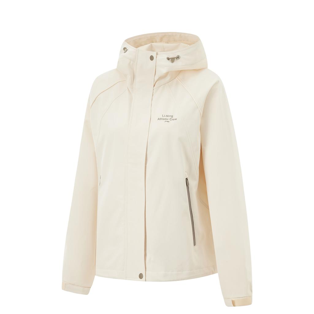 Li-Ning Lettuce Edge Water-Resistant Hooded Letter Insert Loose Cycling Camping Windproof Warm Outdoor Casual Short Windbreaker AFDU940-7