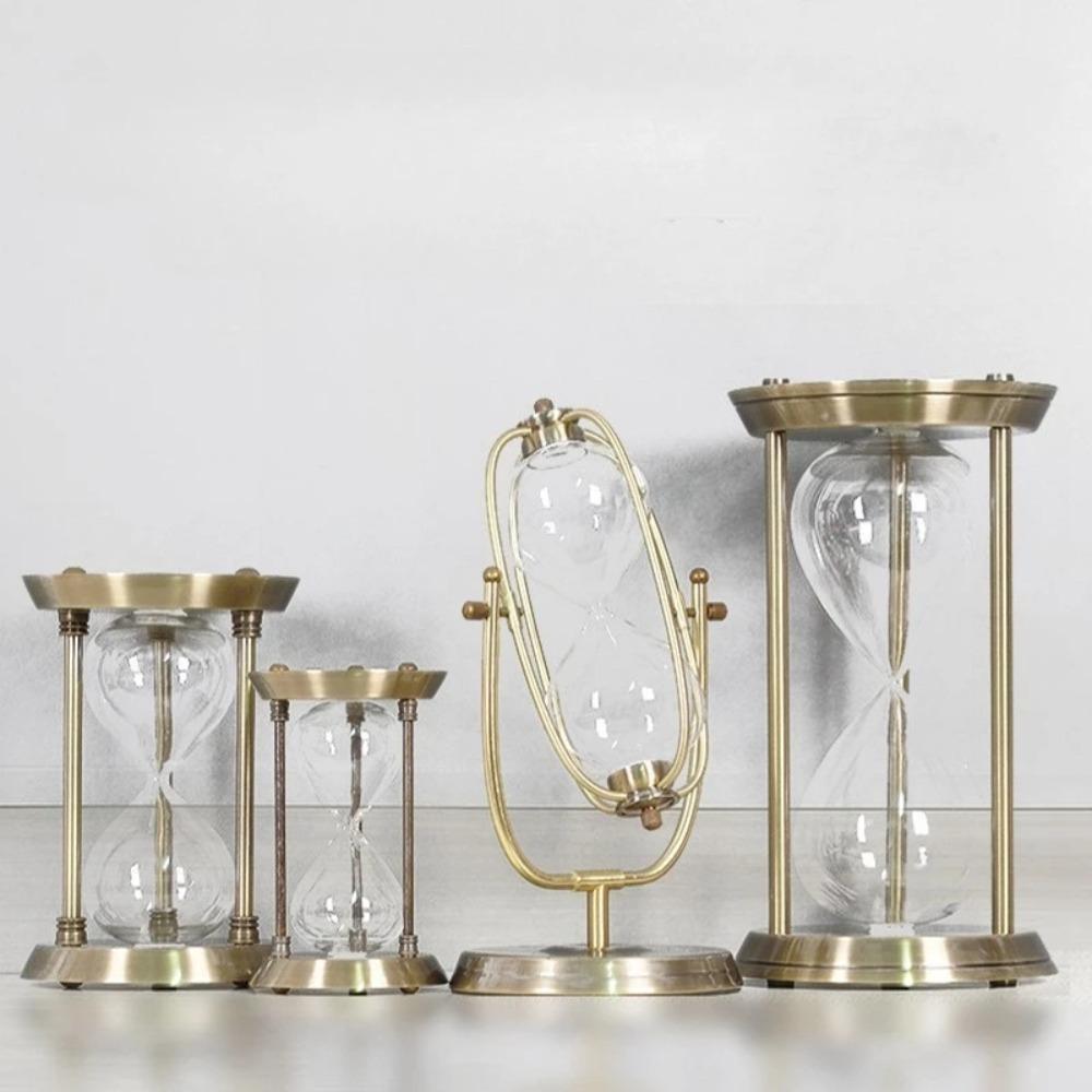 Metal Self-assembled Hourglass Ornaments Hourglass Timer Glass Desktop Ornaments Creative High-grade Retro Hourglass Timer