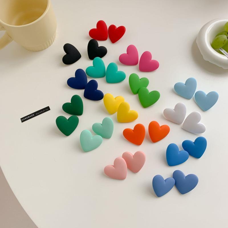 Semplici Orecchini a Forma di Cuore Color Caramella Moda e Carini Orecchini Geometrici a Forma di Cuore in Acrilico Verniciato a Spruzzo Orecchini da Ragazza