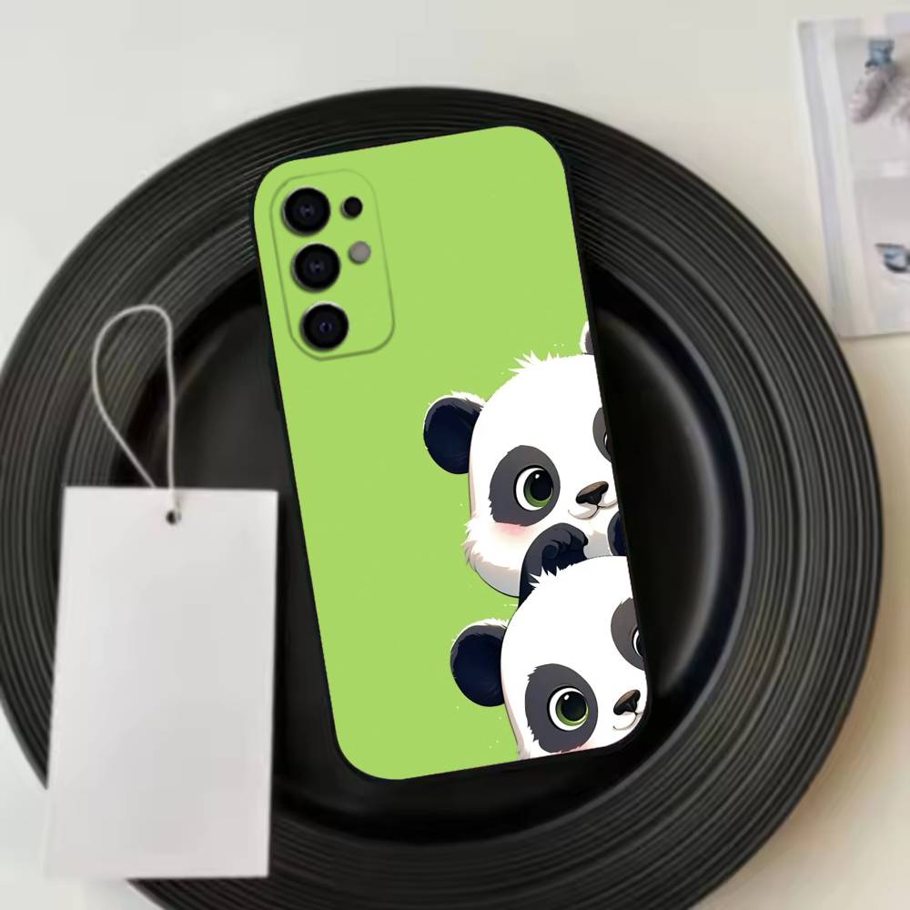 Cute Lucky Panda Phone Case Black Silicone Soft For Samsung S25,S24,S21,S22,S23,S30,Ultra,S20,Plus,Fe,Lite