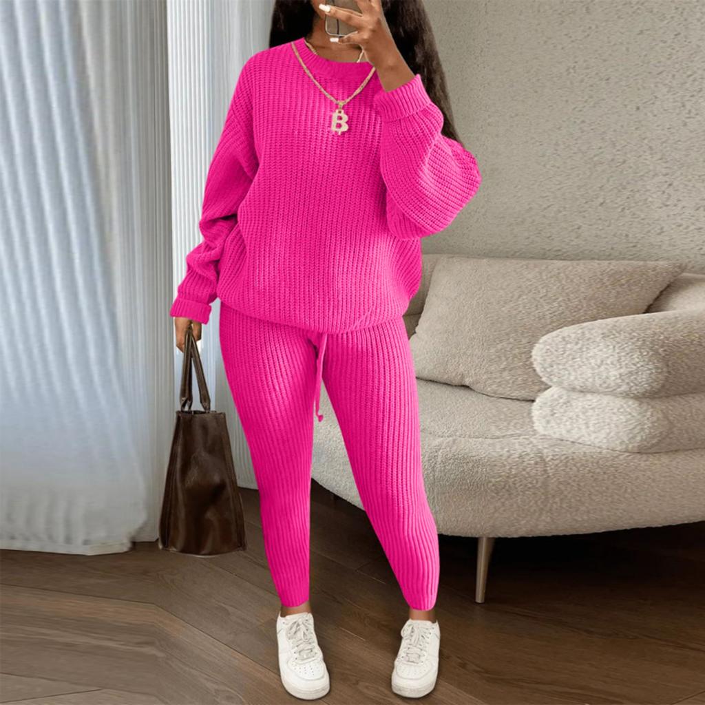 Fashionable Women's Casual Knitted Two-piece Suit
