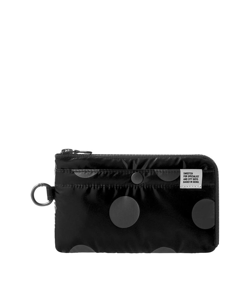 Sweetch Half Zip Wallet 001 L Glossy Black Polka Dot