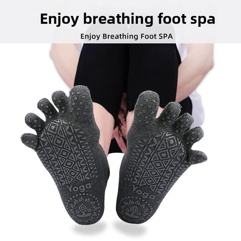 Five-toe Yoga Socks Non-Slip Terry Heel Guard for Indoor Fitness Sports Dance