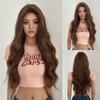 ALAN EATON Lace Wig Orange Brown Long Straight Wigs Synthetic Wigs for Women Hair Party Daily High Density Heat Resistant Fiber