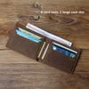 NZPJ Retro Men's Genuine Leather Wallet Top Layer Cowhide Short Wallet with Crazy Horse Leather Zero Wallet Card  ID Bag