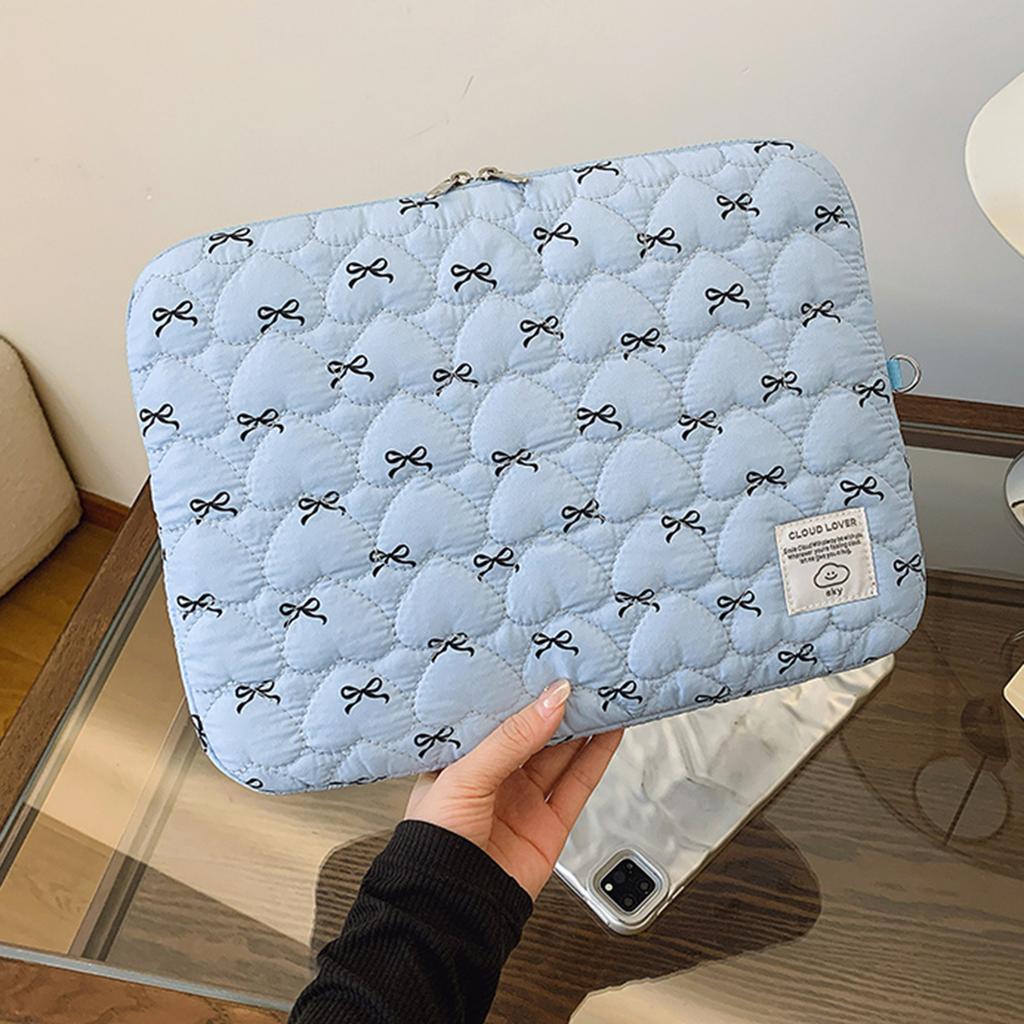 תיק פאפי עם פפיון רקום, כיסוי מגן נפוח עמיד בפני זעזועים, שרוול מחשב נייד מרופד חמוד, תיק אחסון למחשב