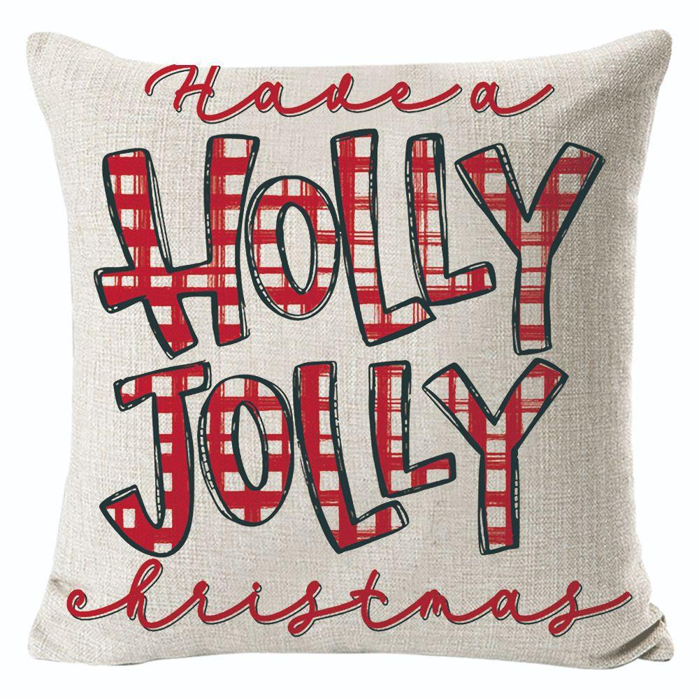 New Christmas Linen Pillow Cover Simple Sofa Pillow Home Printed Cushion Cover