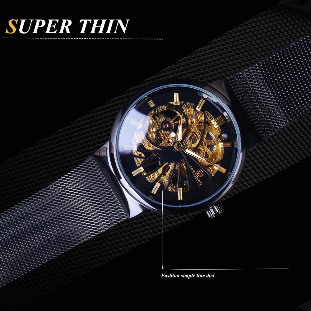 Forsinging Neue Top-Herrenuhr Casual Business-Stil Vollhohle Herren-Mechanische Uhr Herren Wasserdicht Leuchtend