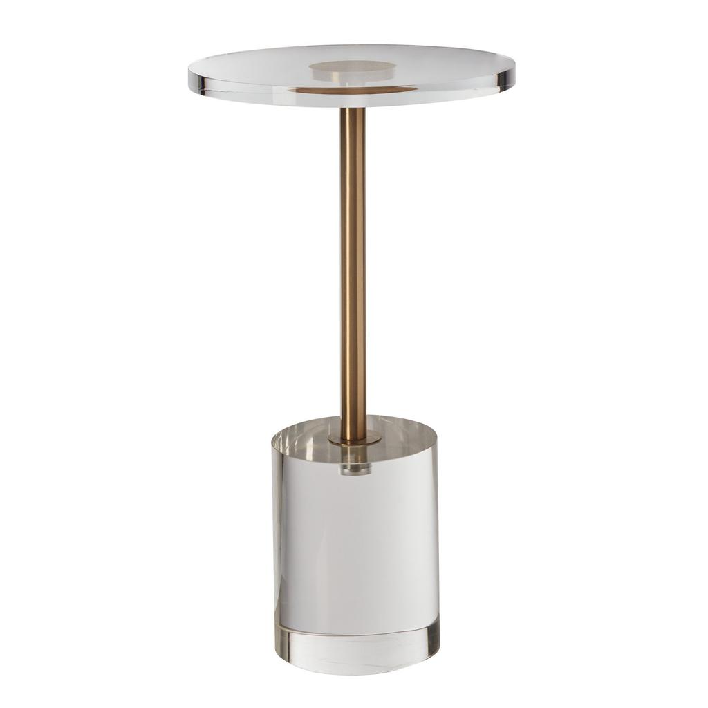 VEVOR Clear Acrylic End Table, Acrylic Side Table with a Solid Base, 11.9 X 11.9 Inch Round Tabletop, 21.4 Inch High, for Coffee, Drink, Food