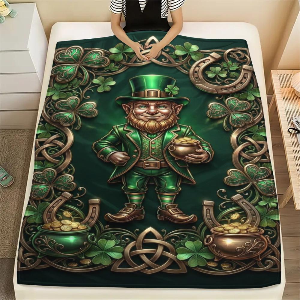 1 Stück St. Patrick's Day Motiv Flanelldecke, Hohe Qualität, Bequem für alle Jahreszeiten, Heimdekoration, Wärme und Komfort, Perfekt für Weihnachtsgeschenke W71