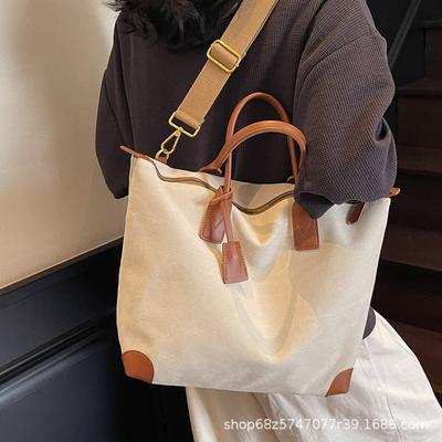 Manufacturer 2025 New Women's Bag Fashion Canvas Bag Large Capacity Versatile Casual Women's Shoulder Messenger Bag Tide