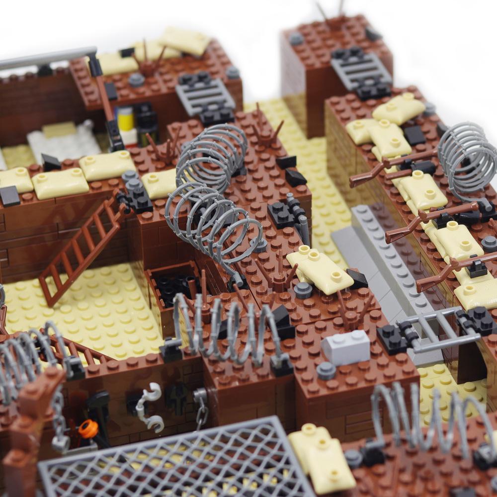 Small Particle Assembled Building Block Trench Fortress Bunker Military Series Battlefield Modular Scene Ornament