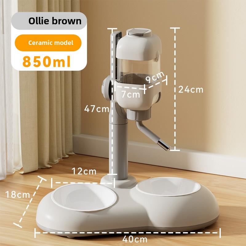 Distribuitor automat de apă vertical pentru câini, hrănire reglabilă pentru animale de companie, din oțel inoxidabil, bol dublu anti-detonare, bol pentru pisici